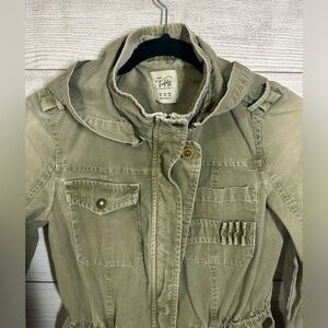Zara Trafaluc Full‎ Zip Light jacket - Moss Green Size XS Pockets